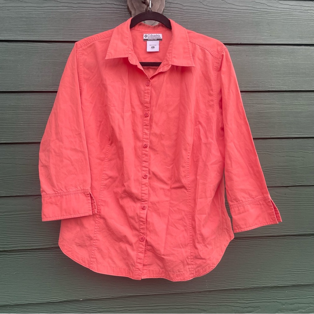 Columbia XL 100% Cotton Button Down Coral Women's Shirt